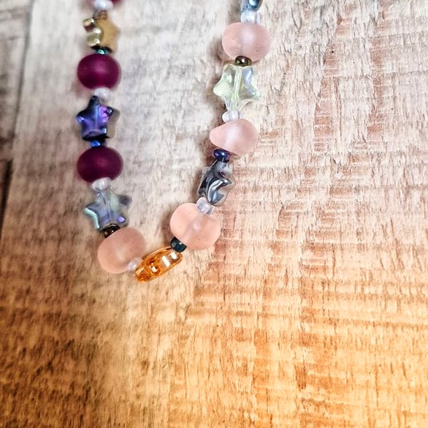 Handmade Star Bead Bracelet – Mixed Glass and Stone Beads with Lobster Clasp