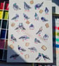 Art print funny Pigeons and Breads A4