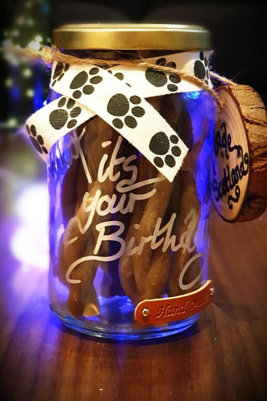 Personalised Dogs Treats Jar Gift, Hand Crafted in Scotland