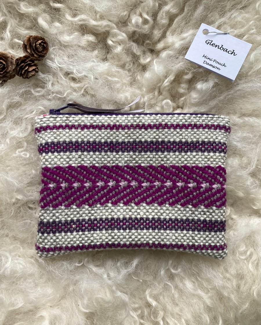 Handwoven Wool Mini Pouch - Damson