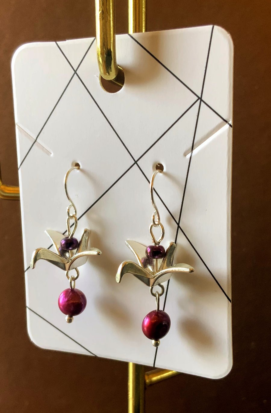 Origami Crane Bird Earrings