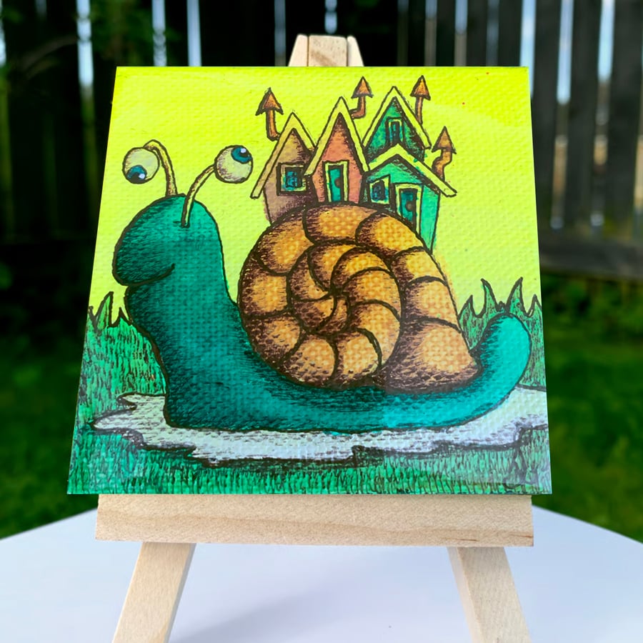 Original Miniature artwork - Yellow Snail