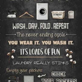 Loads Of Fun Laundry Room Rules Panel 100% Cotton Print Fabric