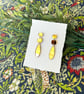 Gold Mirror Acrylic Triple Tier Drop Geometric Dangle Earrings - Image 2