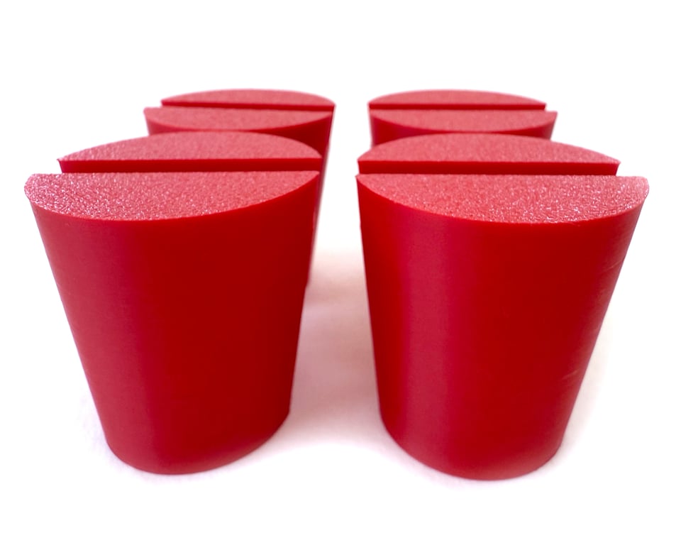 Set of 4 Red Christmas tree pots, fused glass display stands, 6.5mm slot