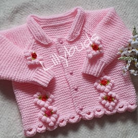 Knitting pattern for Sunday Best Cardigan, baby girl cardigan, childrens pattern