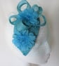 Pale Turquoise Blue Blossom Flower Retro Veil Fascinator  - Image 3