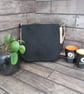 Upcycled Coffee Sack - Crossbody Shoulder Bag - Black Embossed Fabric