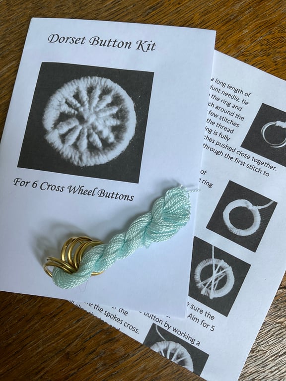 Kit to Make 6 x Dorset Cross Wheel Buttons, Pale Aqua, 15mm