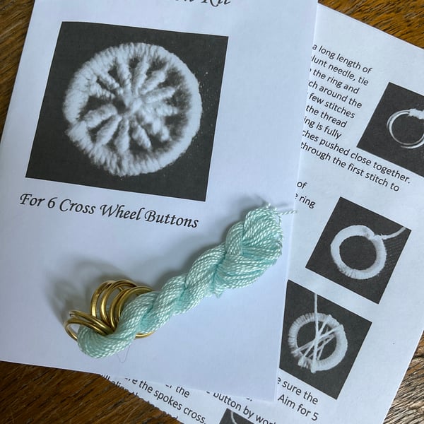 Kit to Make 6 x Dorset Cross Wheel Buttons, Pale Aqua, 15mm