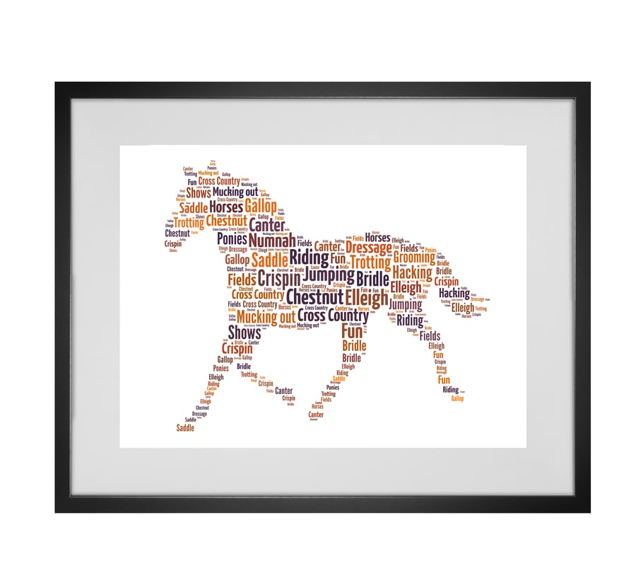 Personalised Horse Design Word Art Gifts 