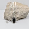 Black Agate Wire Wrapped Silver Necklace