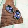 Forget me not Earrings, Enamelled Copper with Sterling Silver, Blue and Green