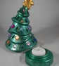 Green Ceramic Xmas Christmas Tree Tea Light Candle Holder Ornament Decoration. - Image 5