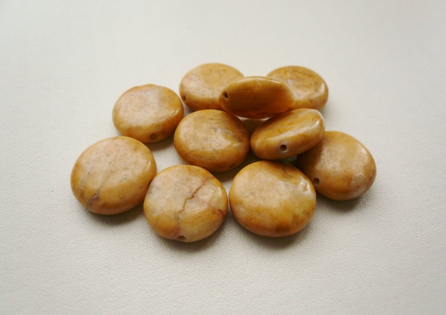 10  Yellow Sunstone Coin Beads