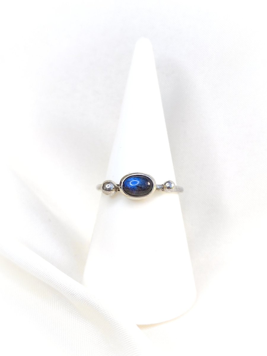 Sterling silver ring with oval labradorite