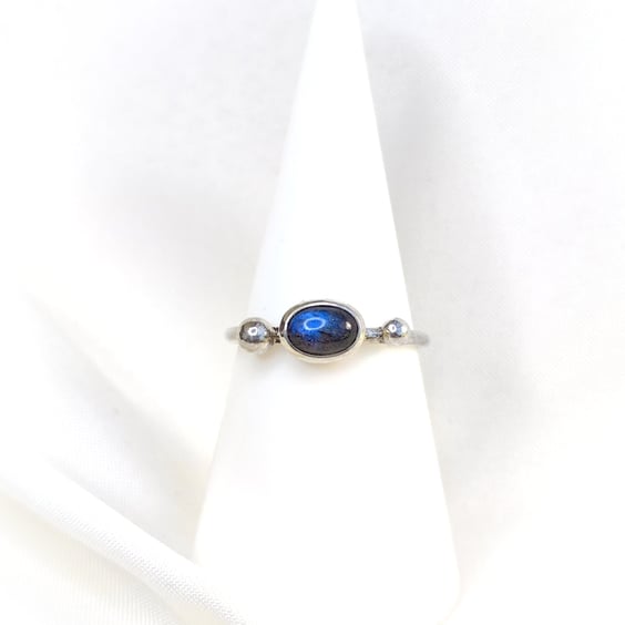 Sterling silver ring with oval labradorite