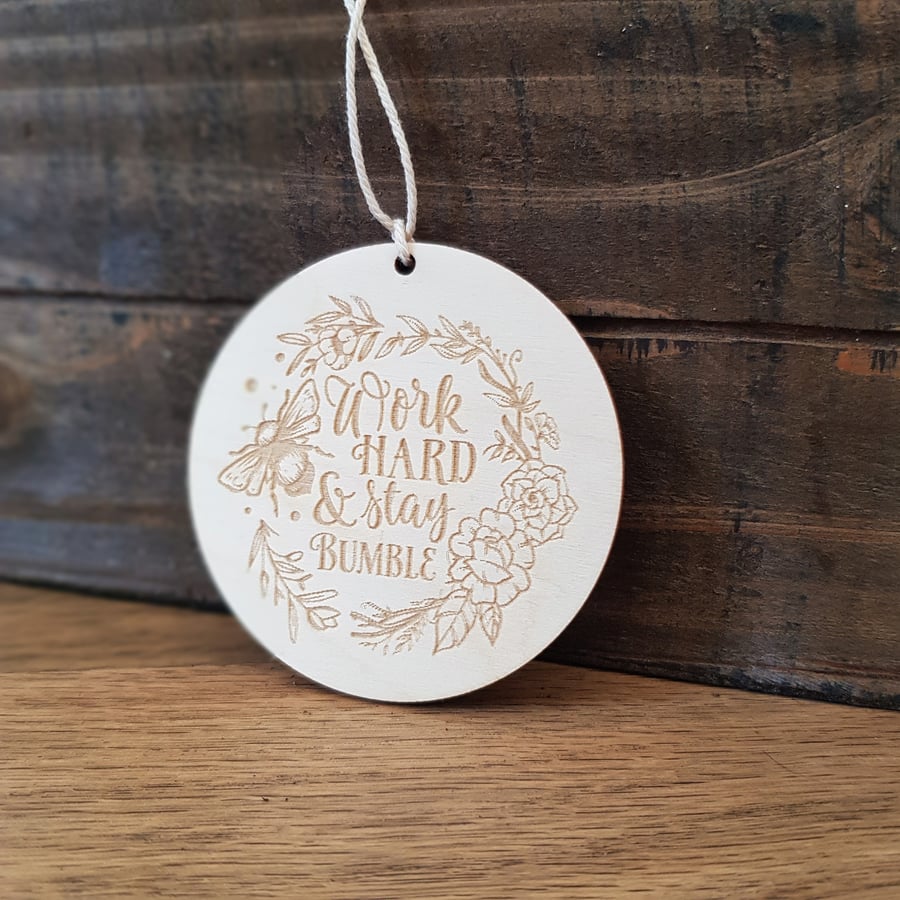 Bee inspired plaque, motivation wood sign, can be personalised at the back  