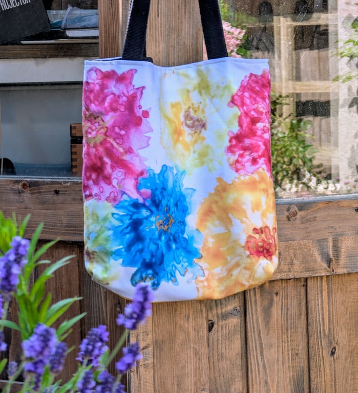Tote Bag with flower design. 