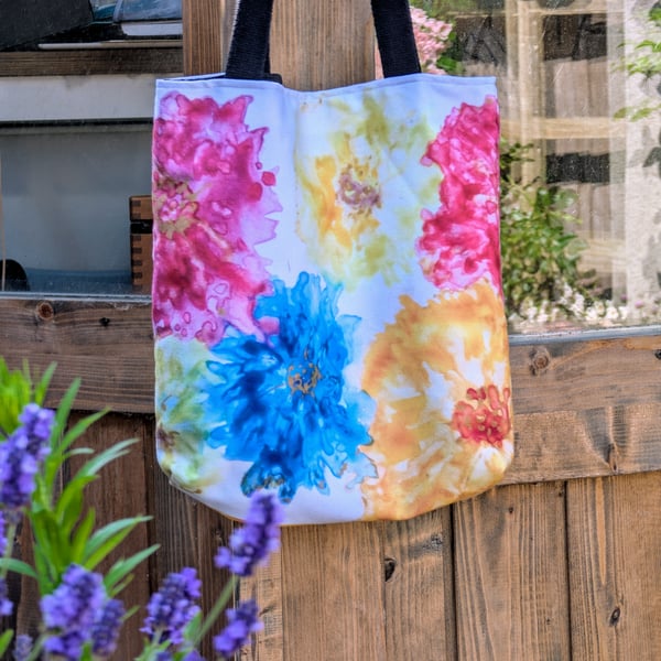 Tote Bag with flower design. 