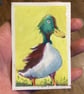 Aceo Duck, Original Watercolour, Size 3.5 x 2.5 inches,  Miniature Art