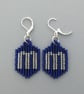Initial Glass Seed Bead Earrings with Silver Plated Hinged Ear Wires.    Ref:372 - Image 2
