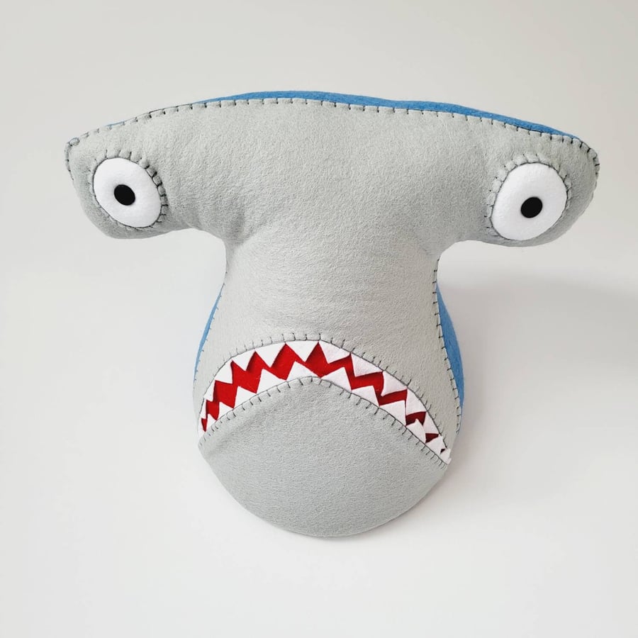 HAMMERHEAD SHARK - Felt Faux Taxidermy - Wall Mounted Animal Head