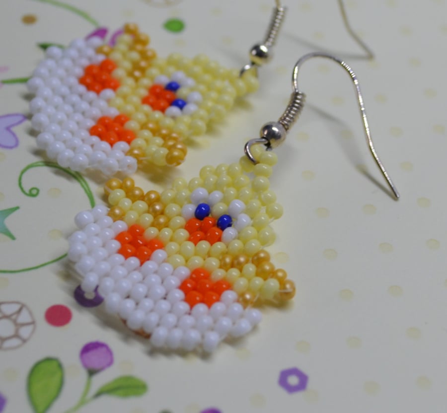 Easter Chick Beadwork Earrings (2)