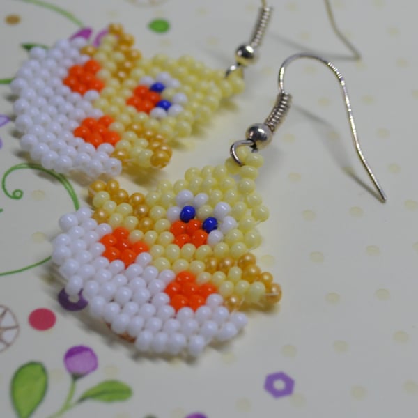 Easter Chick Beadwork Earrings (2)