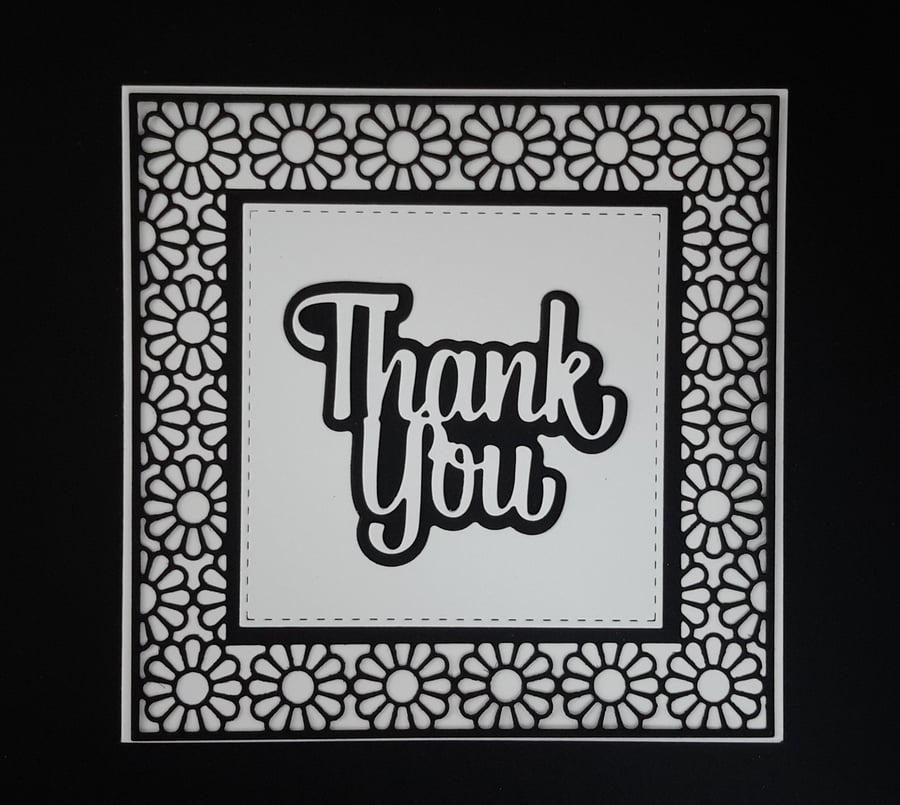 Thank You Greeting Card - Black and White
