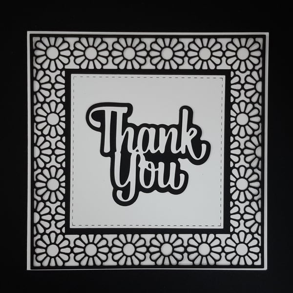 Thank You Greeting Card - Black and White