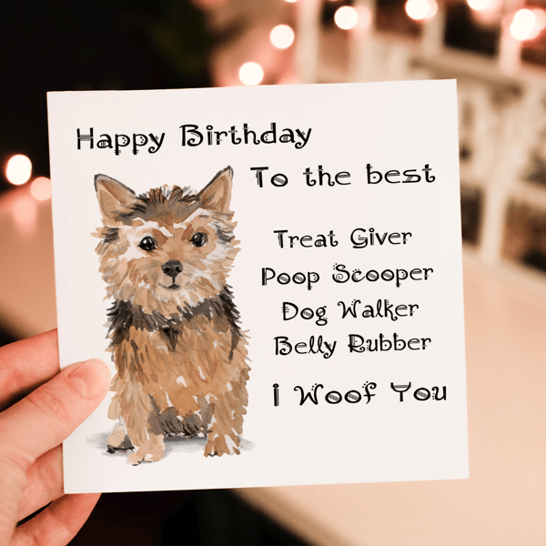 Norfolk Terrier Dog Birthday Card, Dog Birthday Card