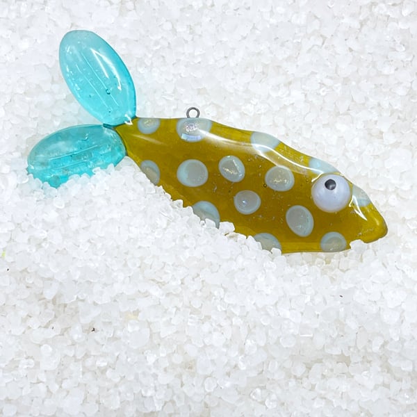 Spotty Fused Glass Fish Decoration