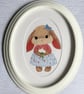 Original Bunny Acrylic Painting in Vintage Oval Frame, Woodland Nursery Art - Image 2