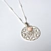 Sterling Silver Mandala Necklace - Peruvian Pink Opal