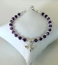 Amethyst & Silver Bee Charm Bracelet, Faceted Gemstone with Adjustable Clasp - Image 1