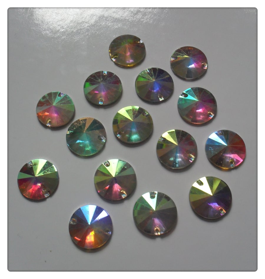 15 x 2-Hole Resin Jewellery Connectors - AB Plated - 18mm 