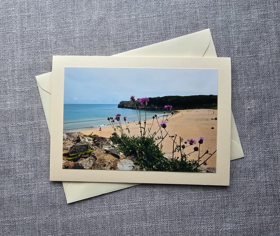Barafundle Bay, Pembrokeshire Large Photographic Card Blank Size 7" x 5" 