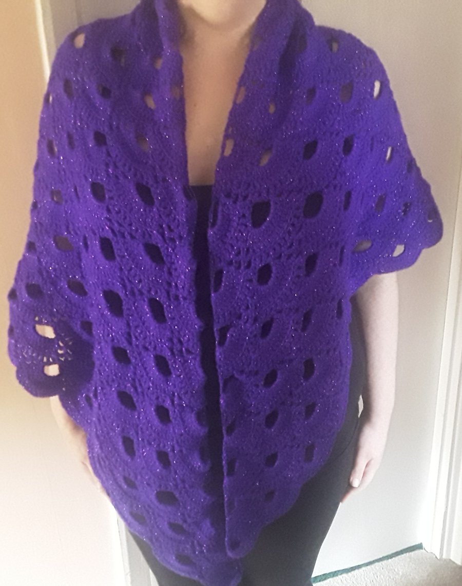 Homemade crocheted Purple shawl
