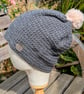 Crochet Slouch Beanie Hat (Grey) - Image 1