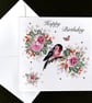 A Luxury Happy Birthday- Bullfinch and Roses Handmade Card  - Image 2