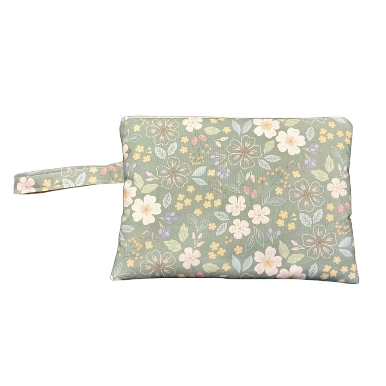 Sky Gardens Floral Wristlet Bag (Green Grey)