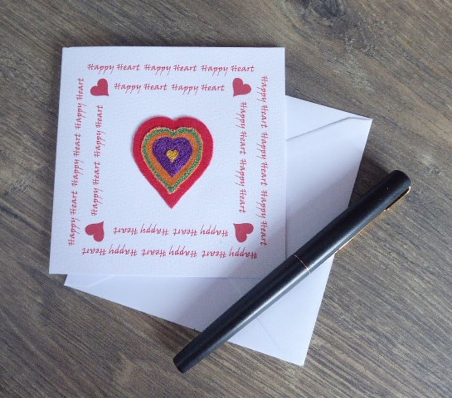 'HAPPY HEART' - card - free motion embroidery 