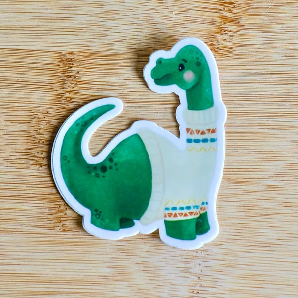 Cosy Dino, brontosaurus Vinyl Illustrated Sticker 