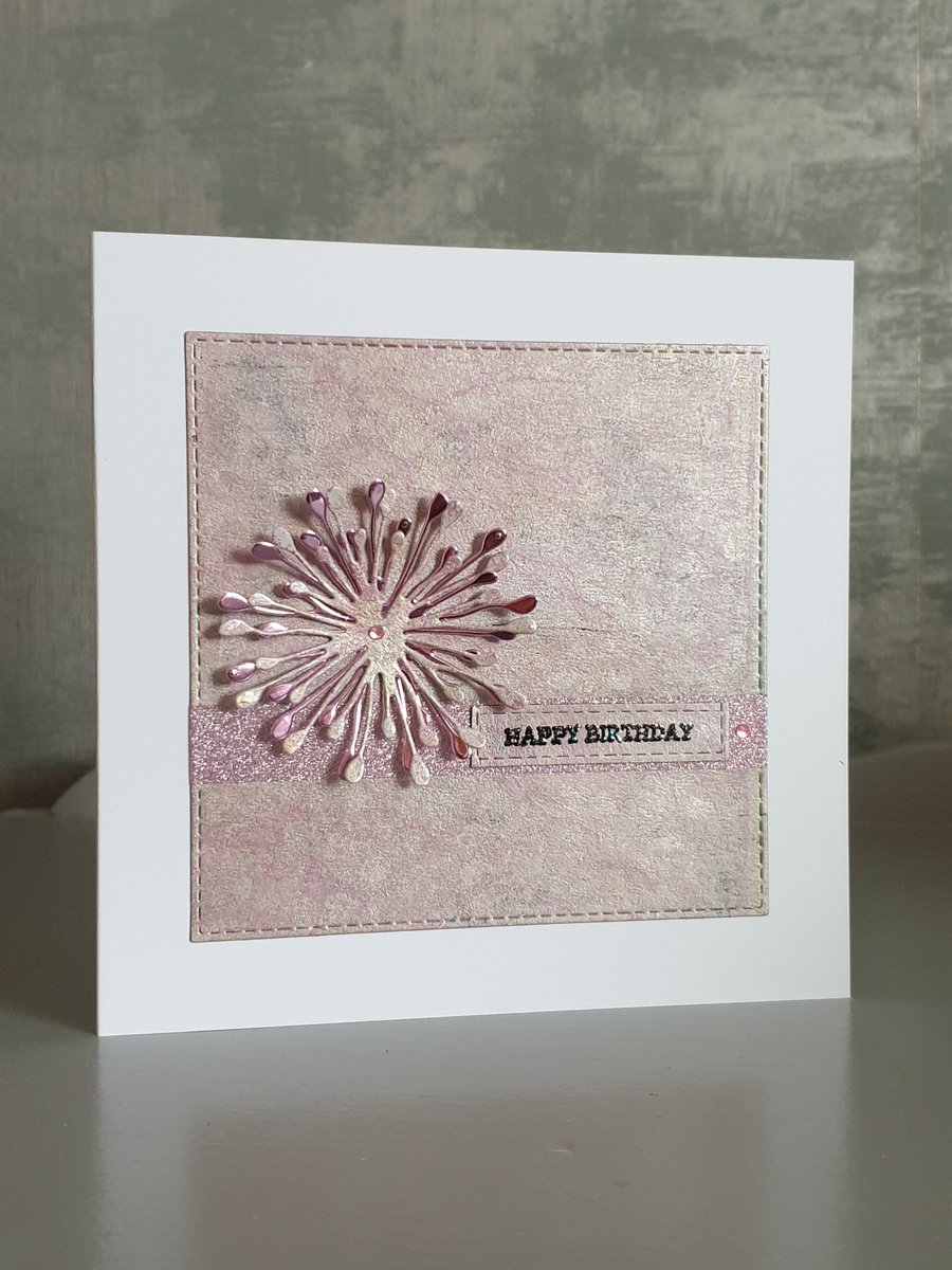 Pink Dandelion Birthday Card 