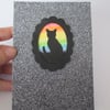 SALE Cat Pet Memorial Sympathy Greetings Card Rainbow Silhouette Pussy Picture