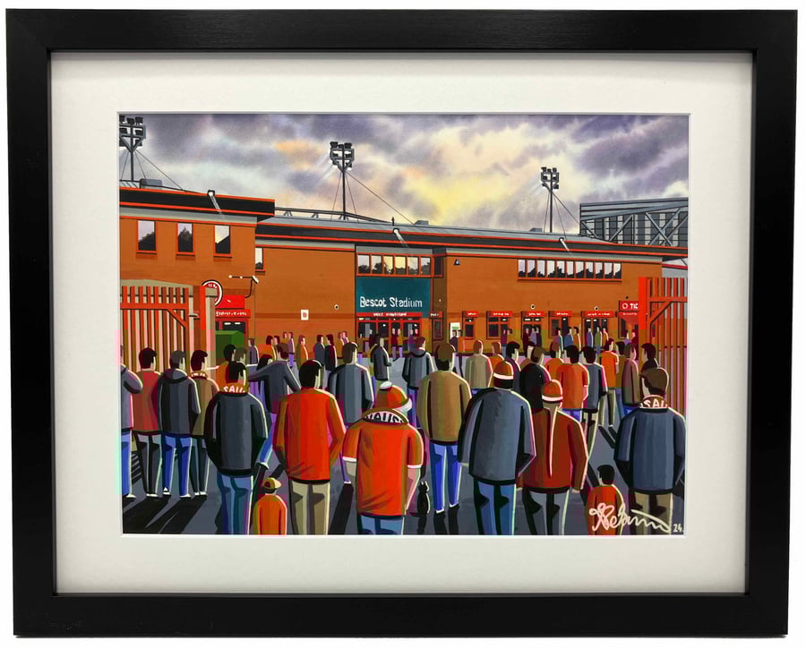 Walsall F.C, Bescot Stadium Framed, Football Art Print 14" x 11" Frame 