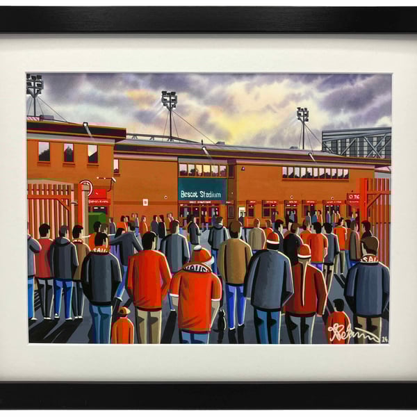 Walsall F.C, Bescot Stadium Framed, Football Art Print 14" x 11" Frame 