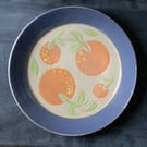 Sale - Summer oranges ceramic charger plate glazed in simply clay