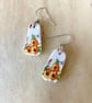 Pretty yellow floral up cycled vintage ceramic earrings 